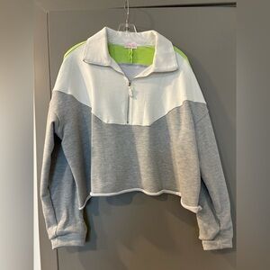 Pink Lilly Cropped Quarter Zip Pullover